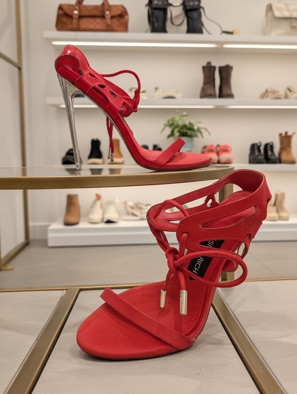 Jessica Rich So Expensive Red Satin Stiletto Sandals Heels Women's Sz 7 Eu 37